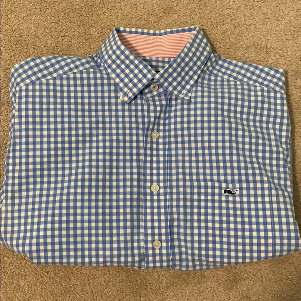 Vineyard Vines blue checkered long sleeve shirt